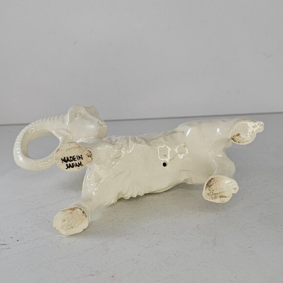 Vintage Ceramic Ram Figurine With Large Curved Horns Japan Goat Ibex Sheep MCM - Picture 9 of 9